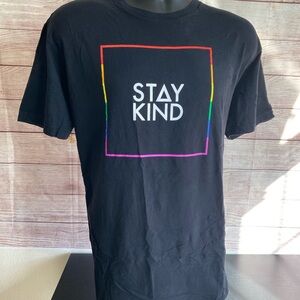 Pride Stay Kind Black T-Shirt with Rainbow